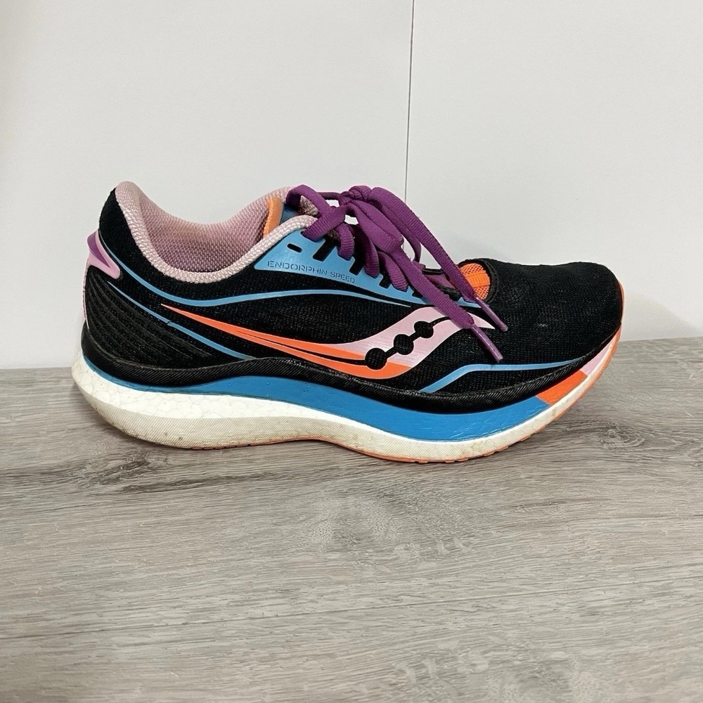 Saucony Endorphin Speed Womens 7.5 Black Blue Orange Running Shoes S10597-25
